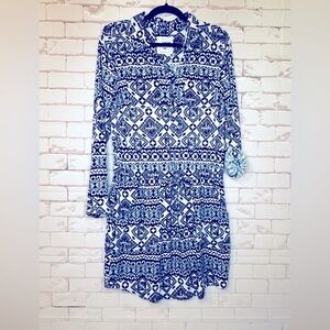 Women’s XS Sonoma  Blue / White Cuffed or Tab Sleeve Top Travel Vacation Office